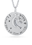 Fine Silver Plated 18 Inch I Love You to the Moon & Back Pendant Necklace