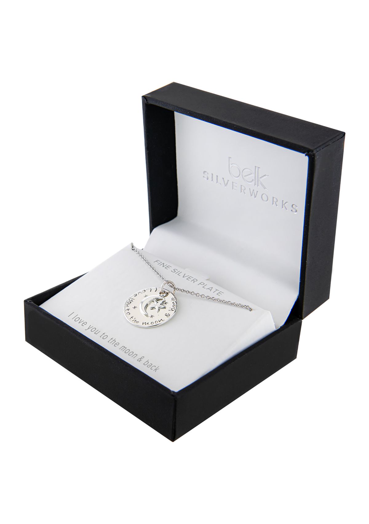 Boxed Silver Plated 18" I Love You to the Moon & Back Pendant Necklace