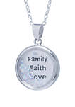 Boxed Fine Silver Plated Family Faith and Love Crystal Shaker Pendant Necklace