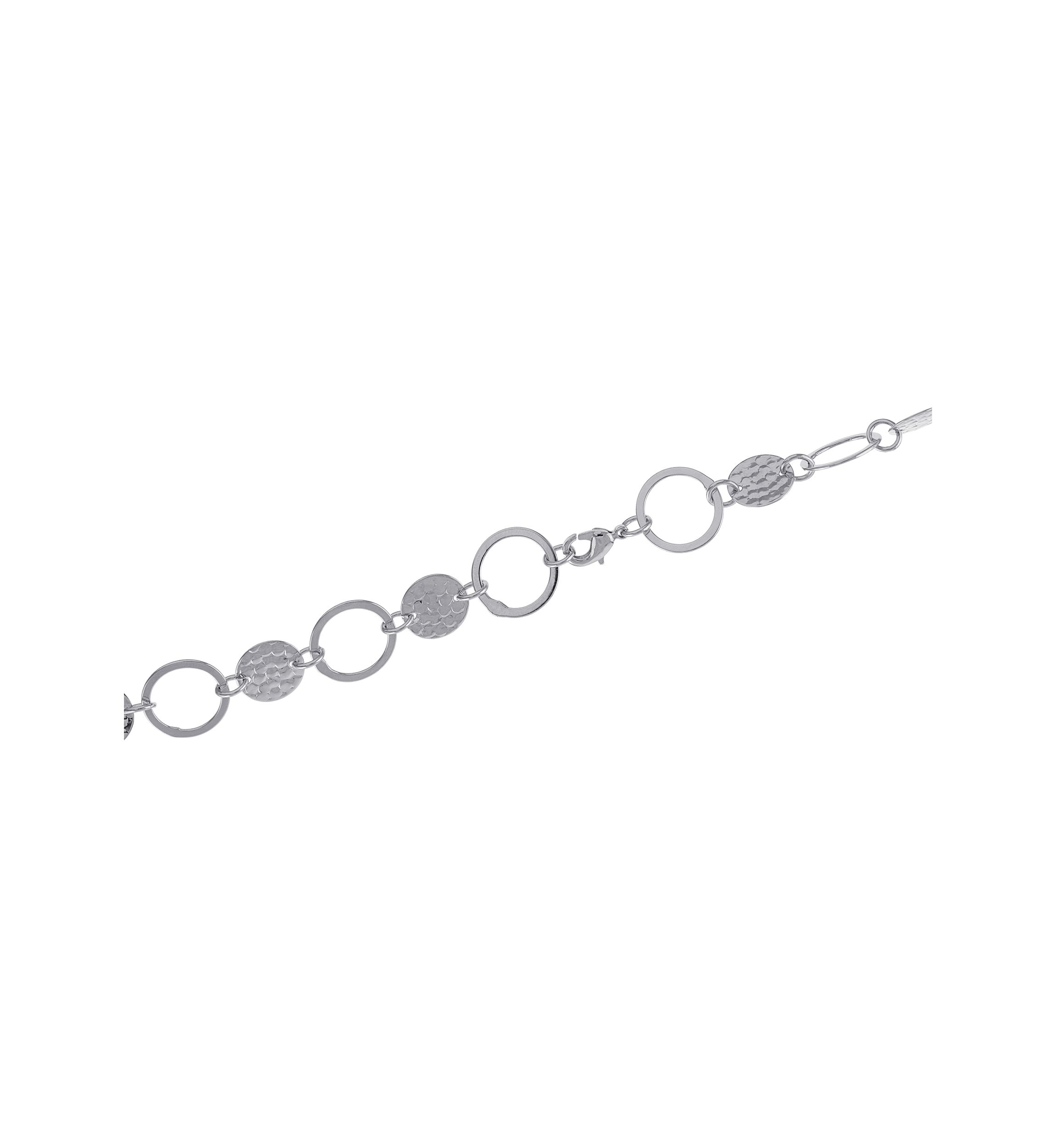 30" Silver Plated Hammered and Open Circle Necklace