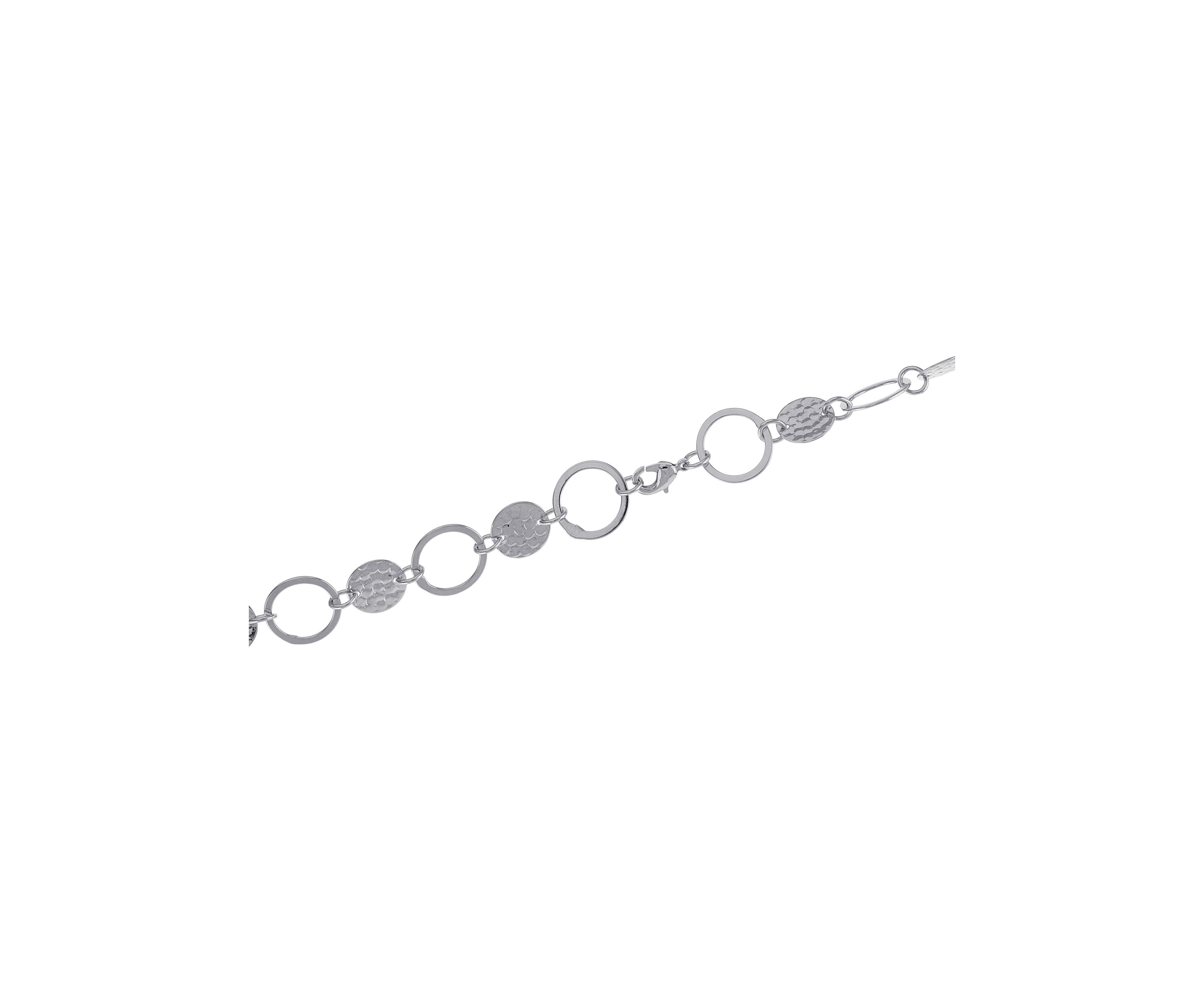 30" Silver Plated Hammered and Open Circle Necklace