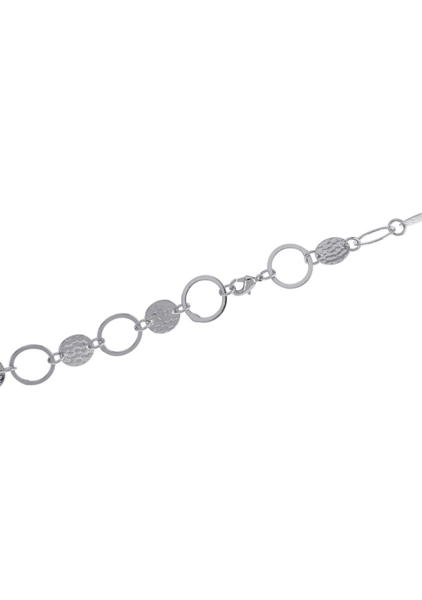 30" Silver Plated Hammered and Open Circle Necklace