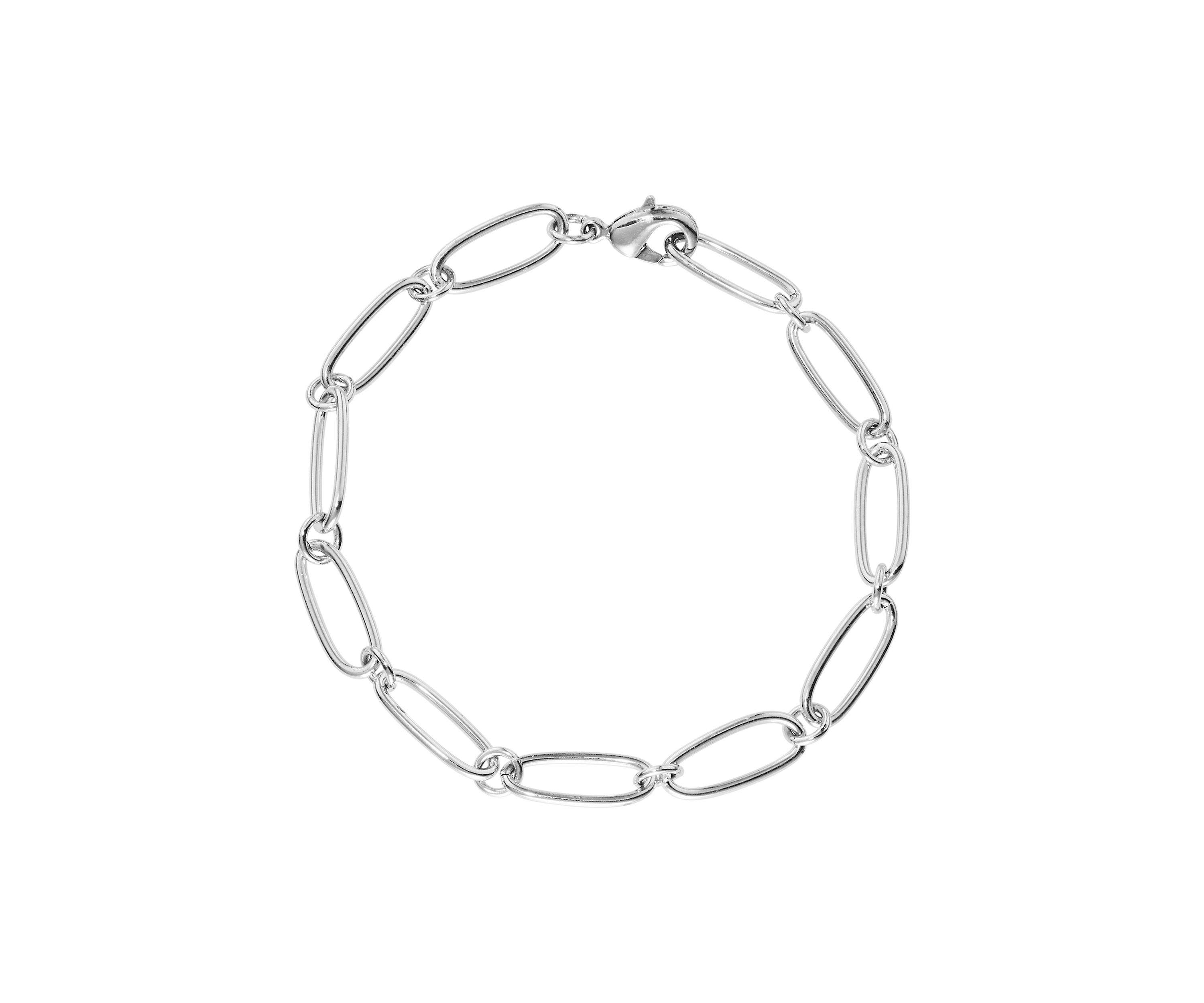 Silver Plated Large Linked Chain Bracelet