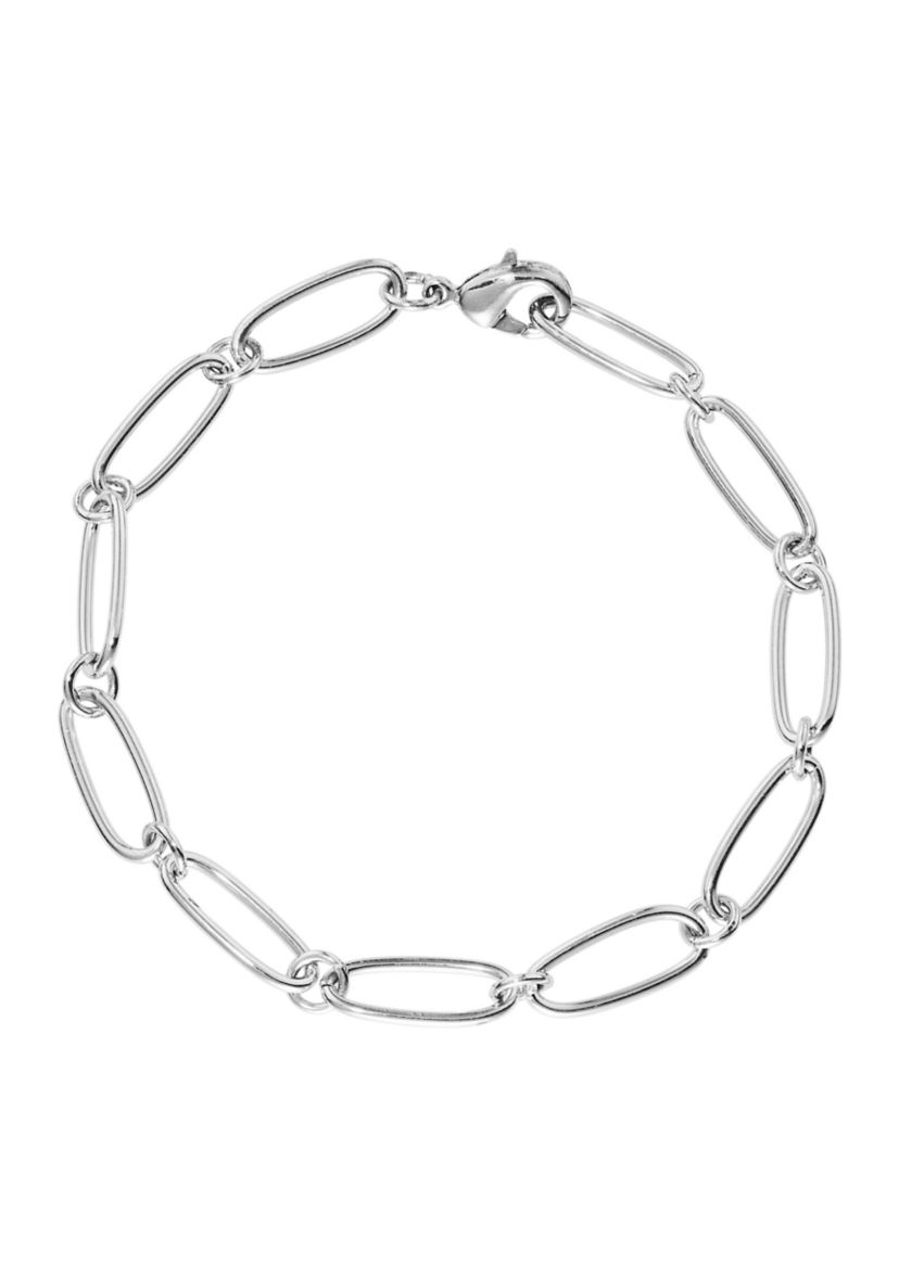 Silver Plated Large Linked Chain Bracelet
