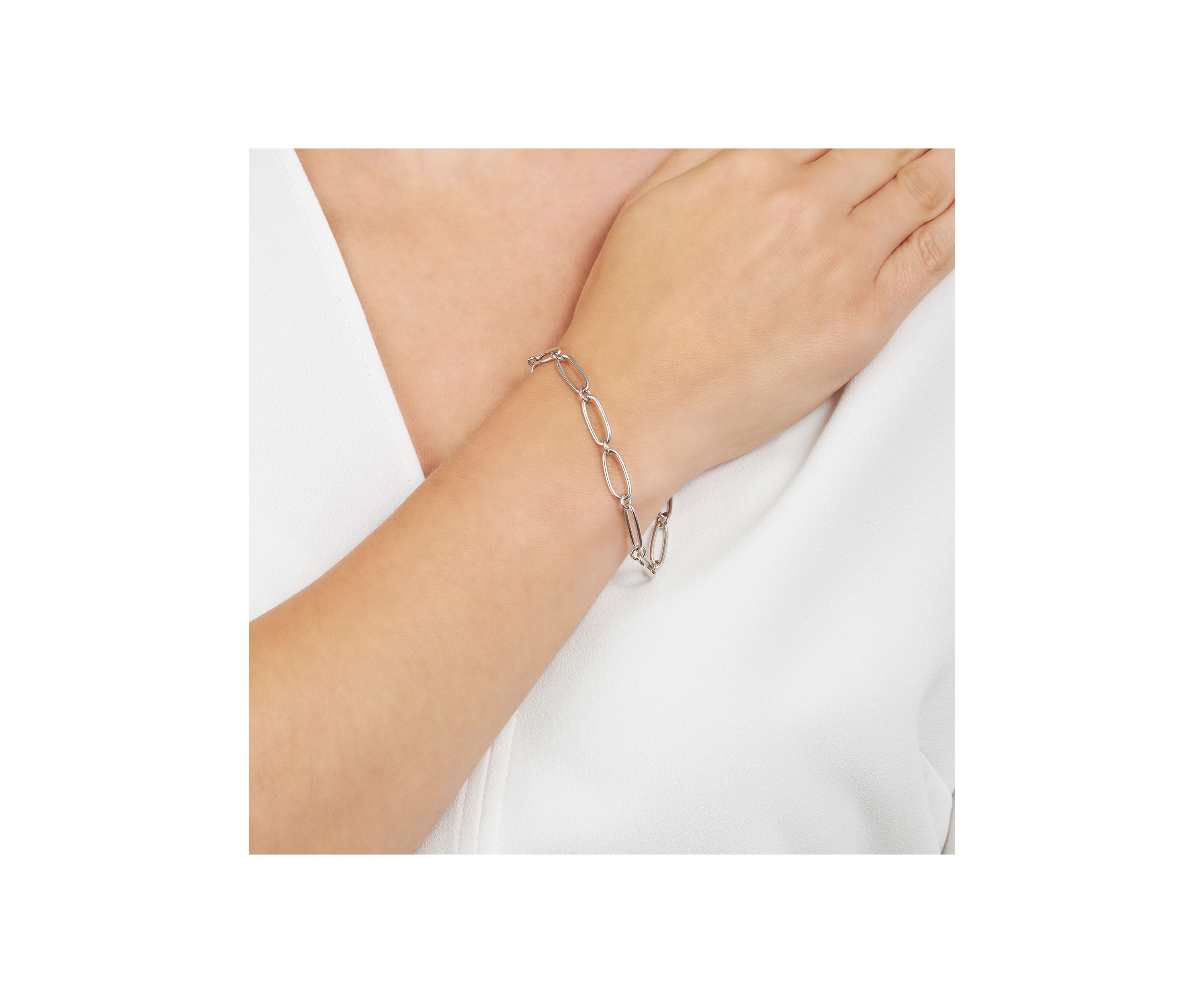 Silver Plated Large Linked Chain Bracelet