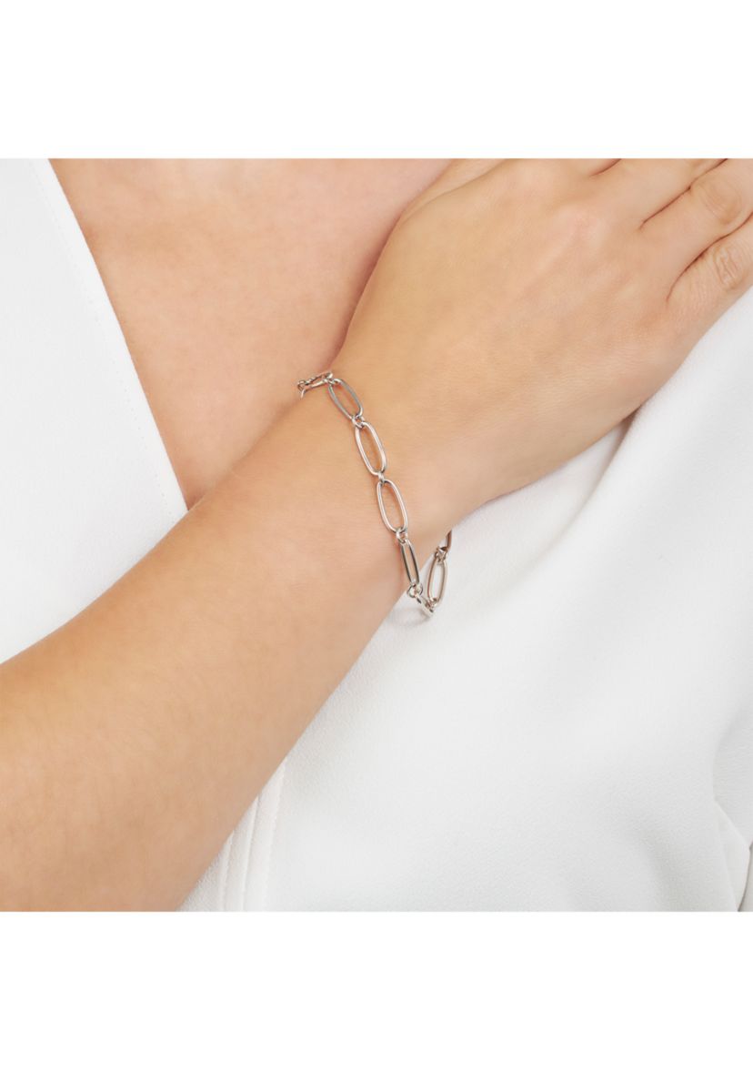 Silver Plated Large Linked Chain Bracelet
