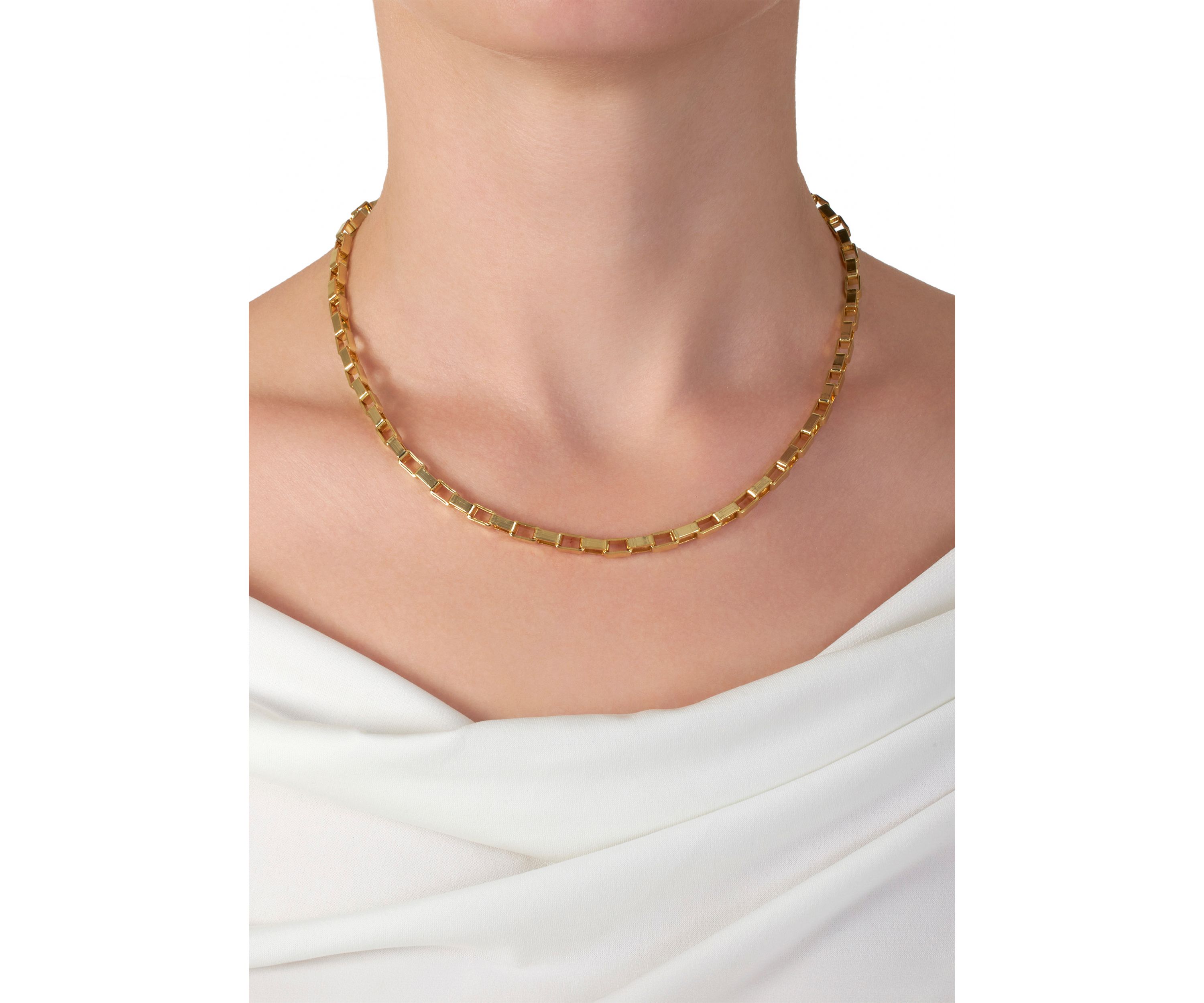 Gold Plated Box Chain Necklace