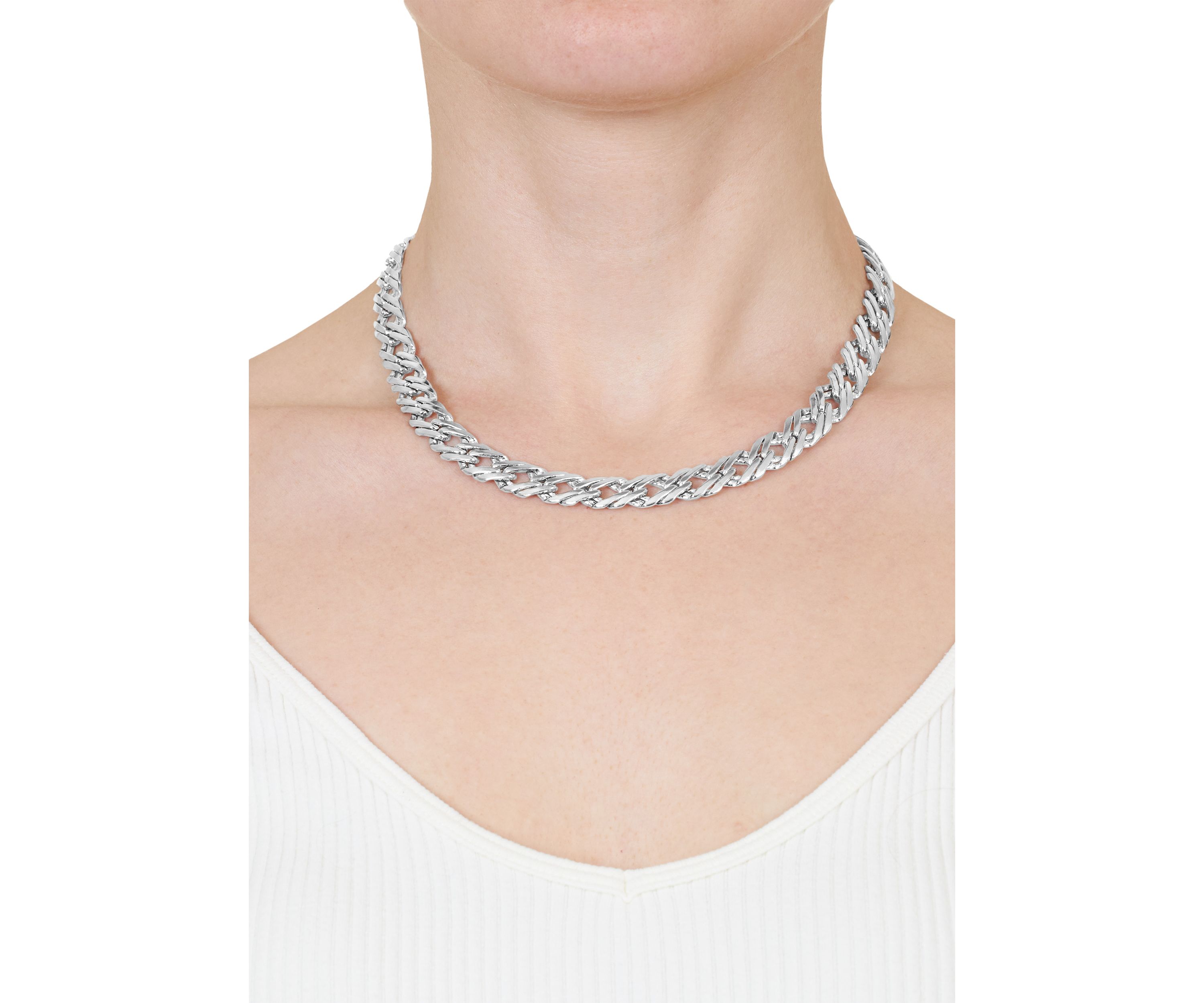 Silver Plated 16 + 2" Extender Curb Chain Necklace