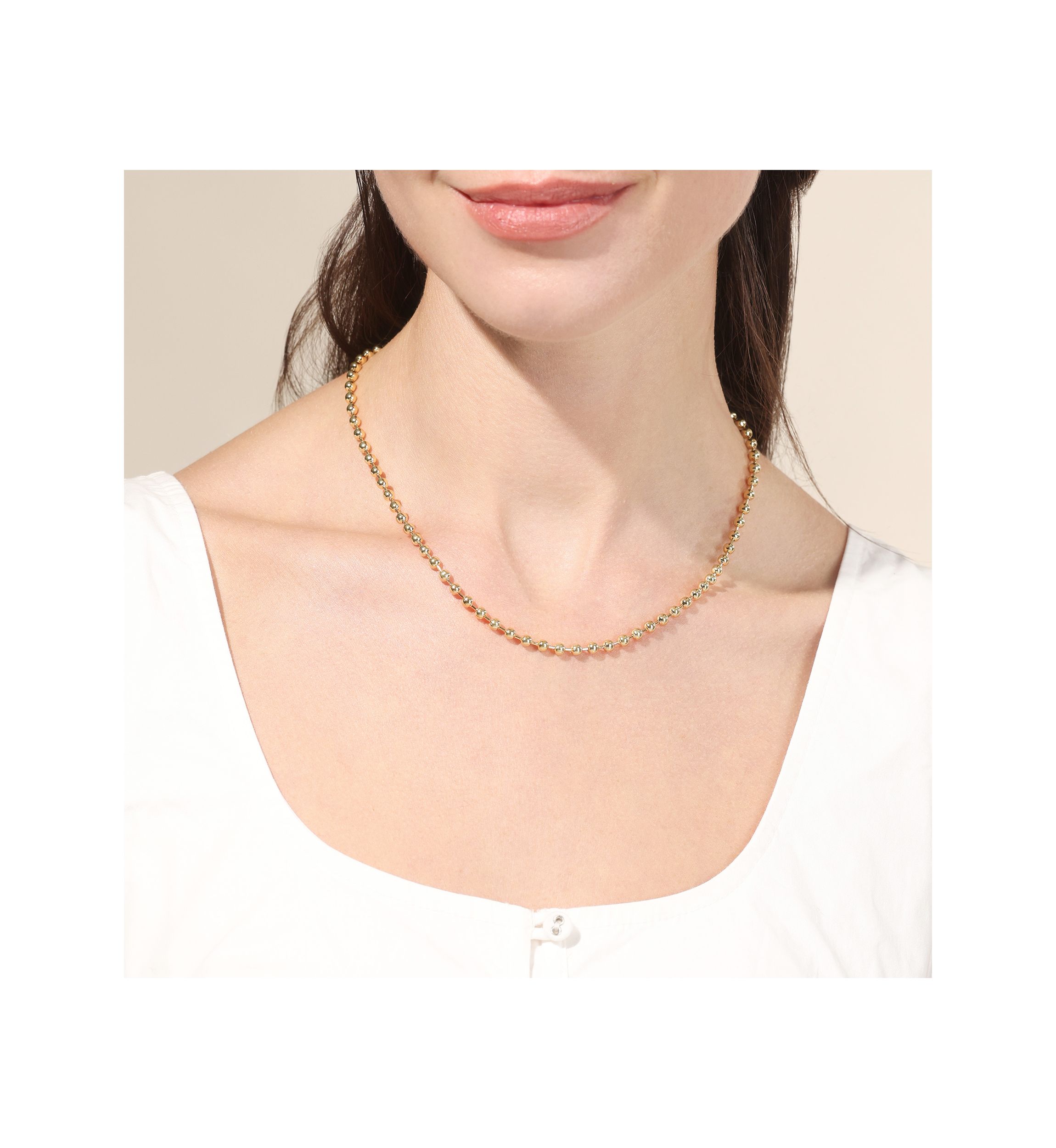 Gold Plated 18" 4 Millimeter Beaded Necklace