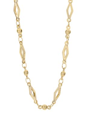Belk Silverworks Gold Plated Diamond-Shaped Beaded Chain Necklace