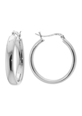 Silver Plated 1.2" Click Top Hoop Earrings