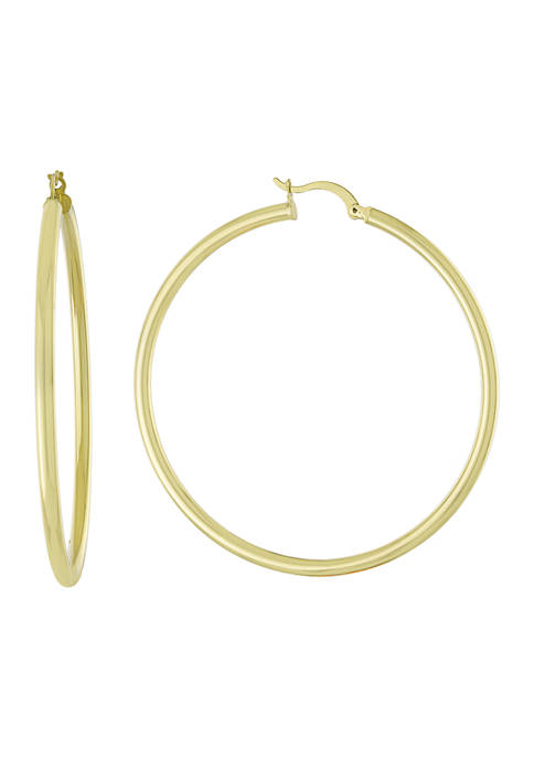 Yellow Gold Fine Silver Plated 66 Millimeter Click Top Hoops