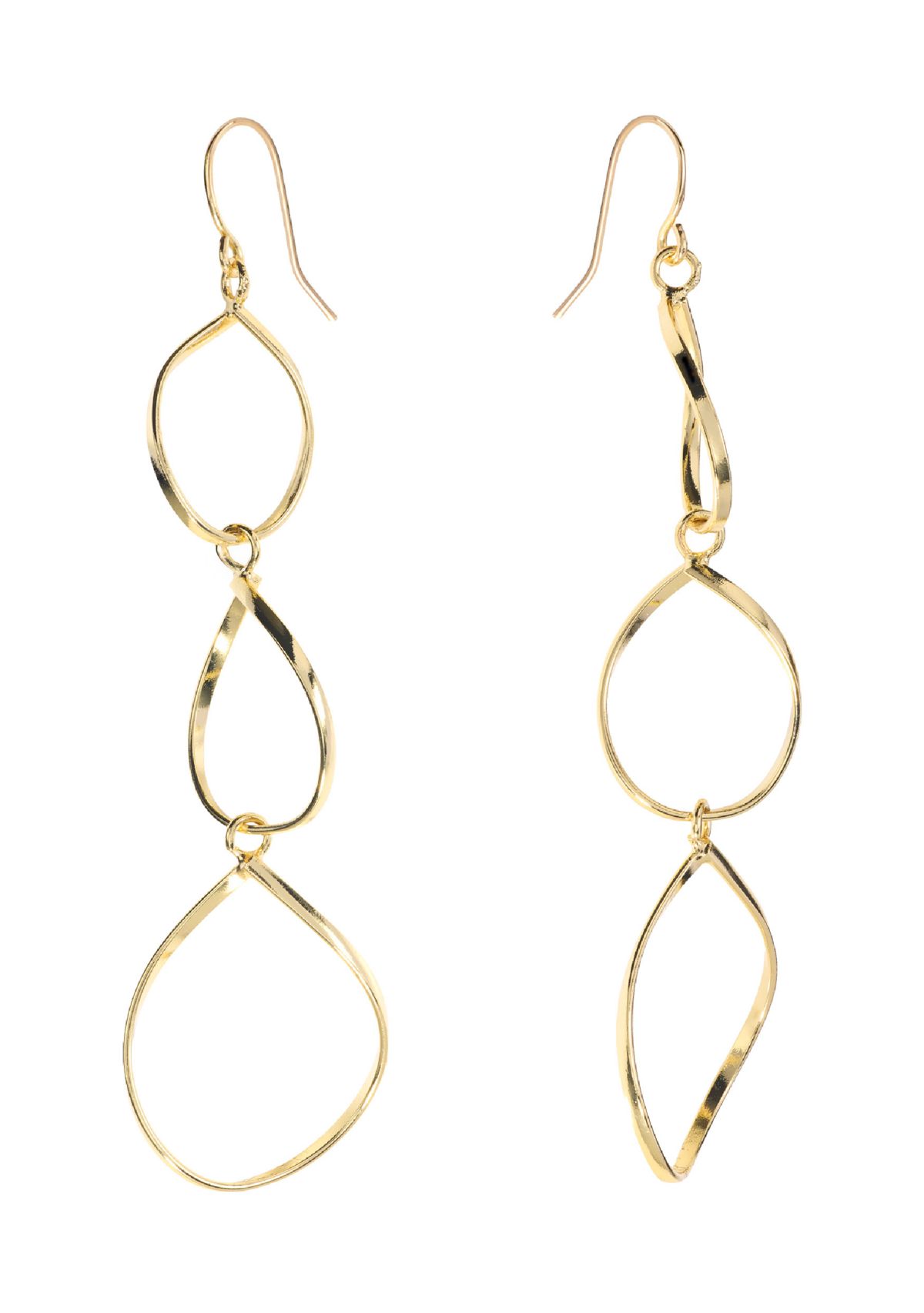 Gold Plated Triple Drop Teardrop Earrings