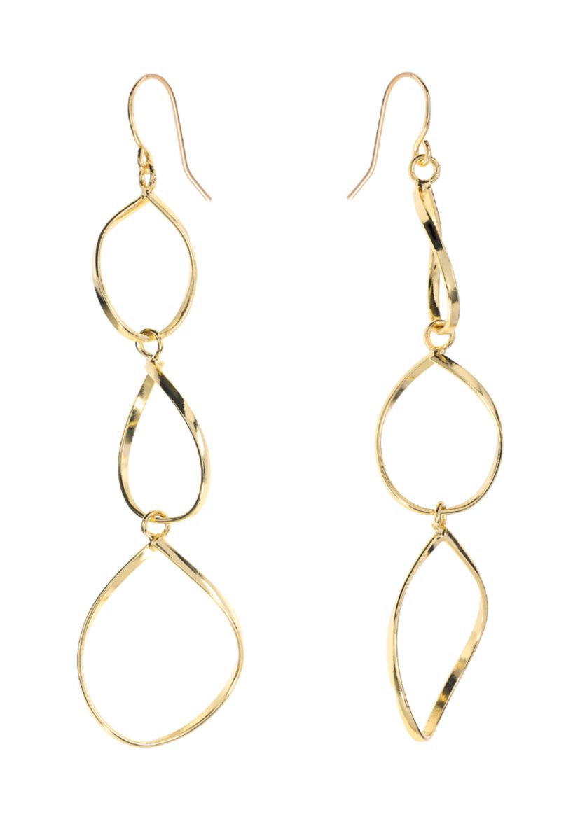 Gold Plated Triple Drop Teardrop Earrings