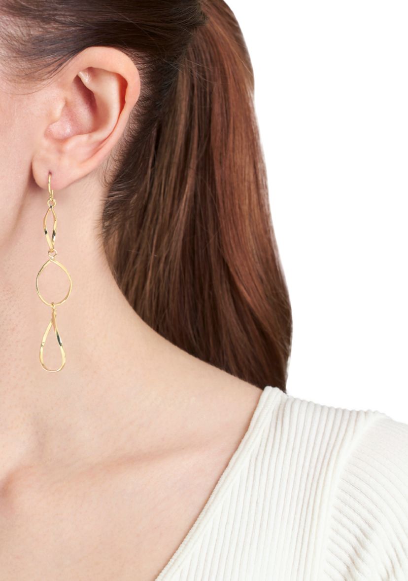 Gold Plated Triple Drop Teardrop Earrings