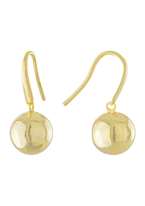 12 Millimeter Ball Drop Earrings in Gold Plated Sterling Silver
