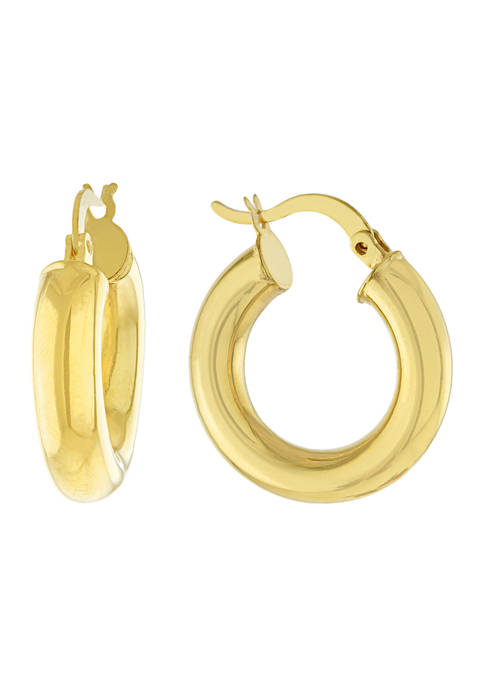Yellow Gold Fine Silver Plated 22 Millimeter Round Hoops