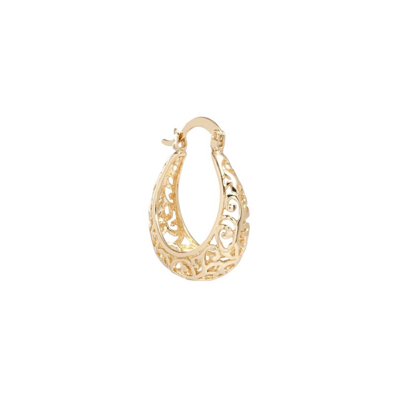 Gold Plated 1IN Filigree Hoop Earrings