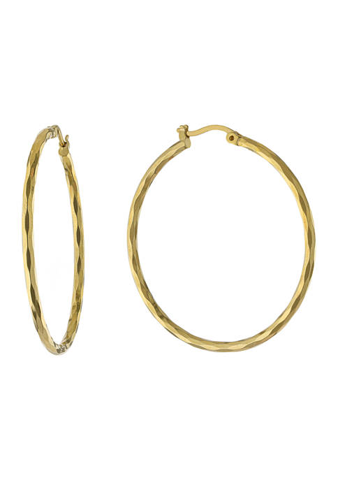  Diamond Cut Click Top Hoop Earrings in Gold Plated Sterling Silver