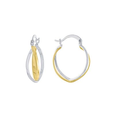 Belk Silverworks Two Tone Plated 1-in. Twisted Clicktop Hoop Earrings
