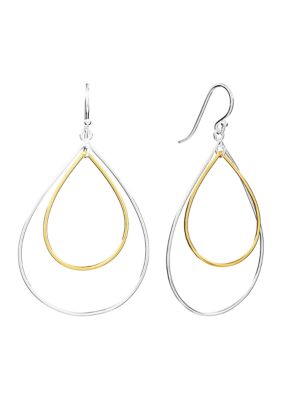 Belk Silverworks Two Tone Plated Double Teardrop Earrings | belk