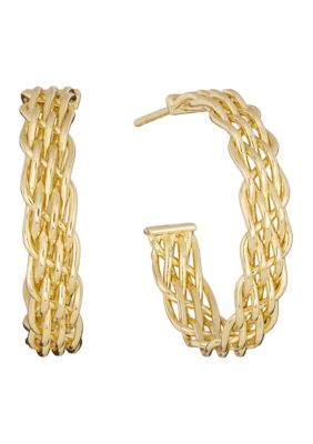 Belk Silverworks Gold Plated Woven Post Hoop Earrings
