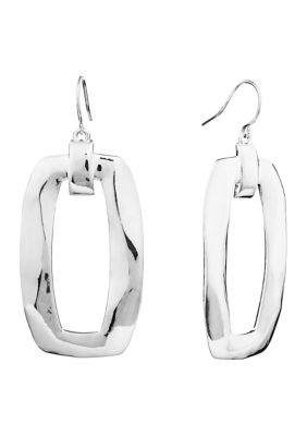 Silver Plated Large Soft Rectangular Drop Earrings