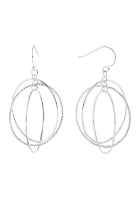Belk Silverworks Silver Plated Textured Triple Circle Drop Earrings