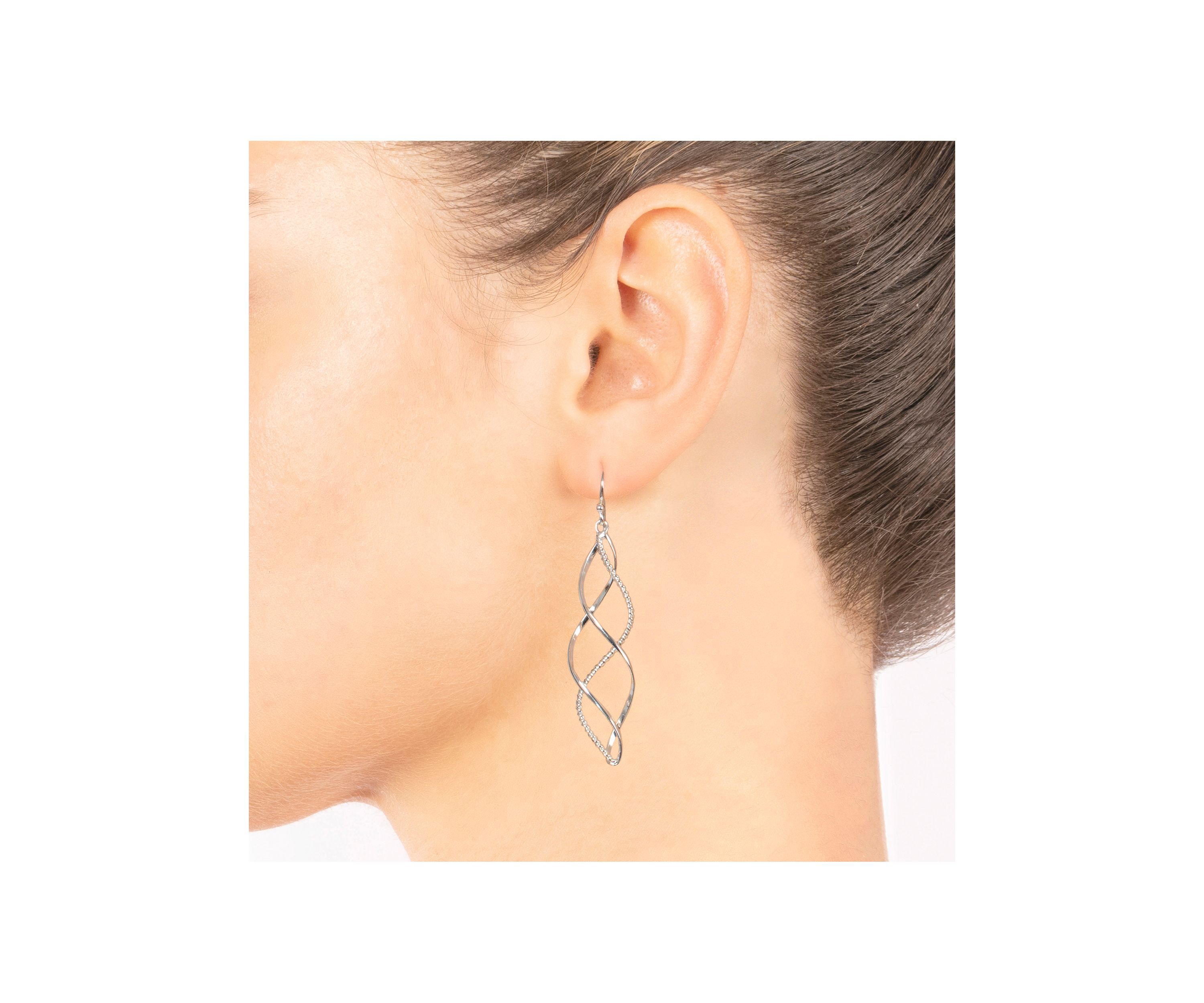 Silver Plated Textured Twist Drop Earrings
