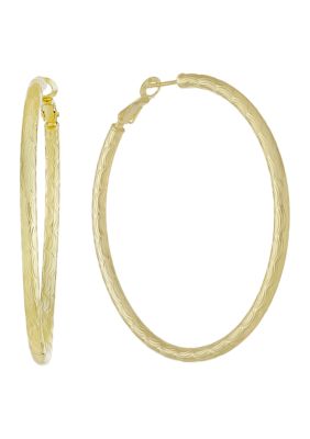 Belk Silverworks Gold Plated Diamond Cut Clutchless Hoop Earrings