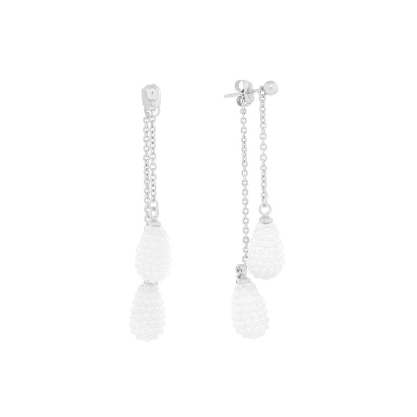 Silver Plated Crystal Teardrop Chain Drop Front and Back Earrings