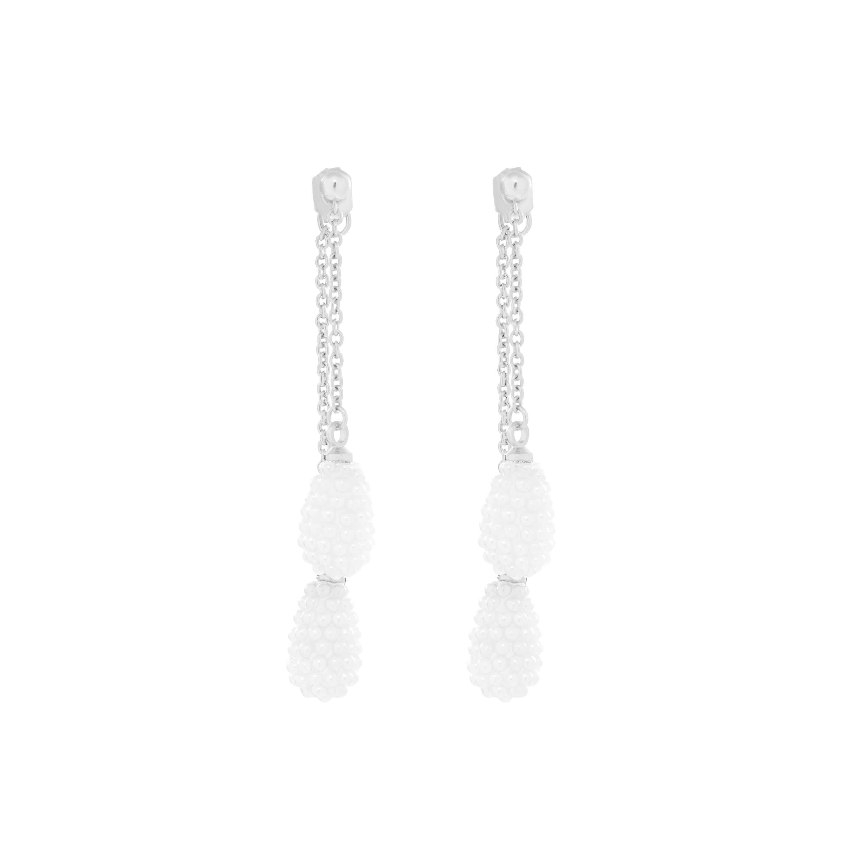 Silver Plated Crystal Teardrop Chain Drop Front and Back Earrings