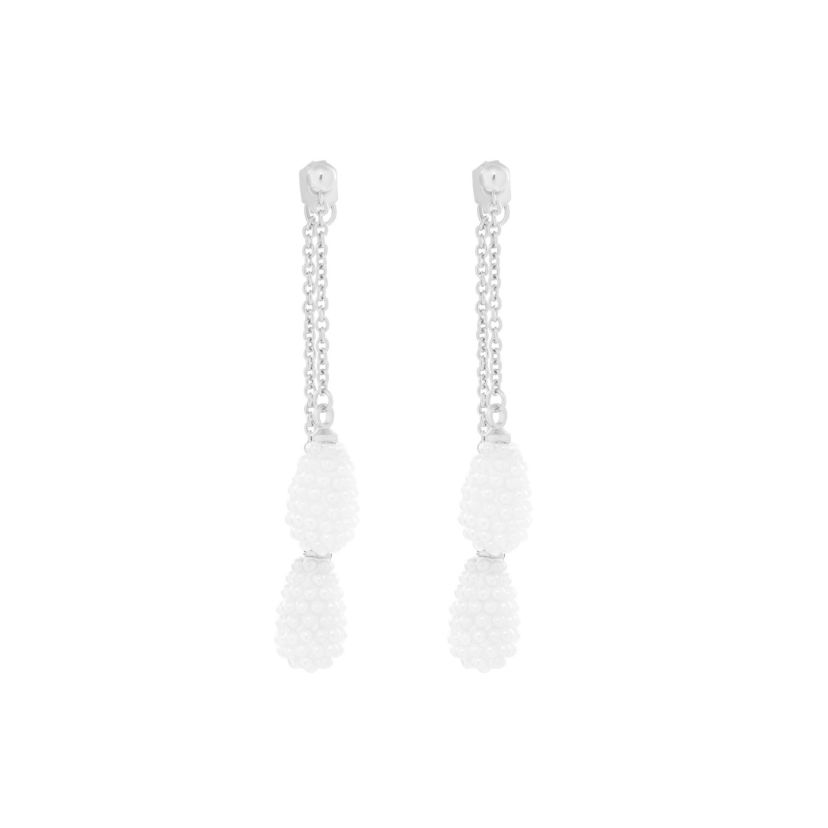 Silver Plated Crystal Teardrop Chain Drop Front and Back Earrings