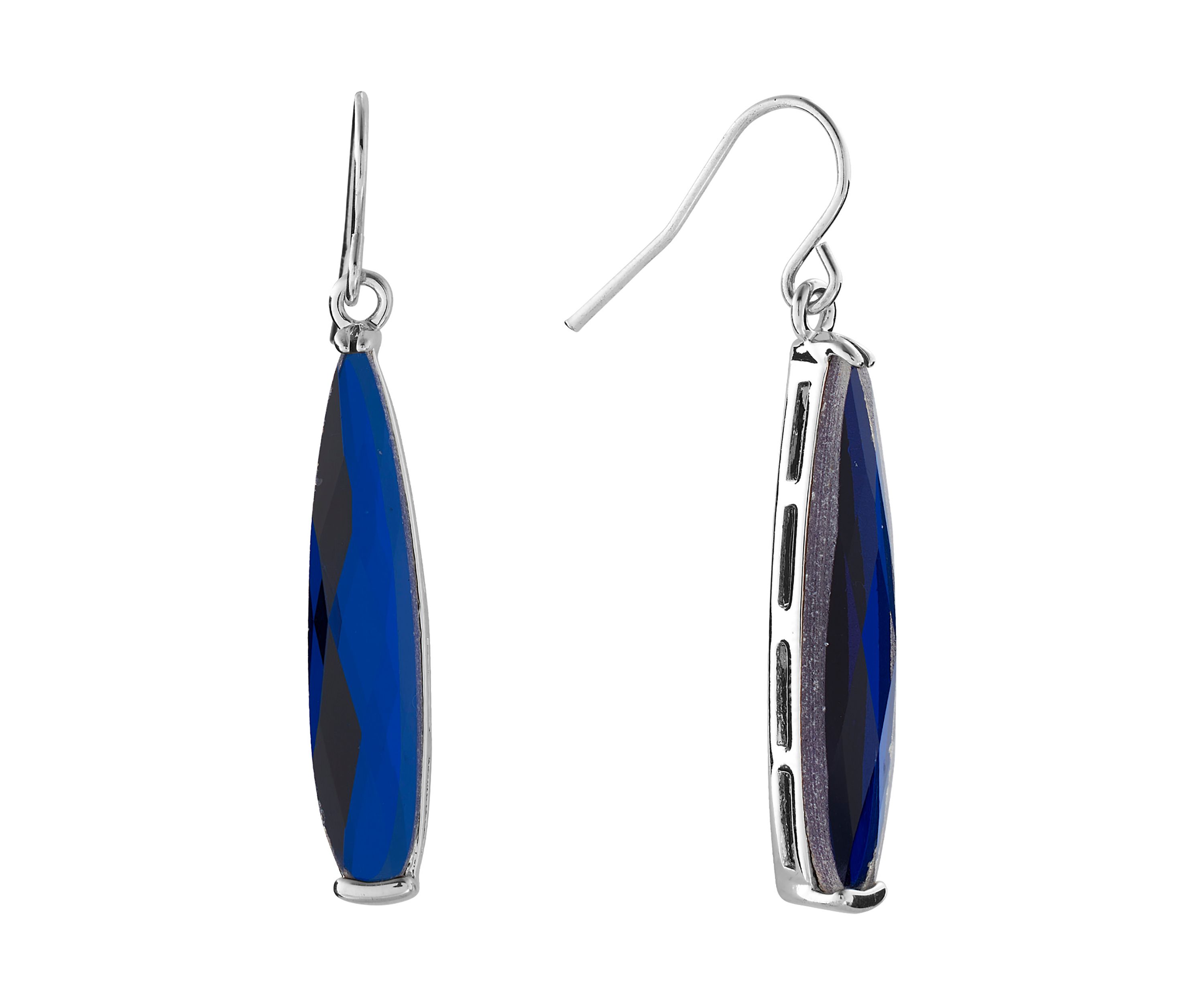 Silver Plated Crystal Faceted Long Teardrop Earrings