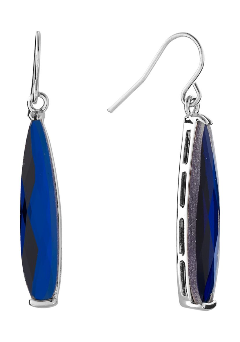 Silver Plated Crystal Faceted Long Teardrop Earrings