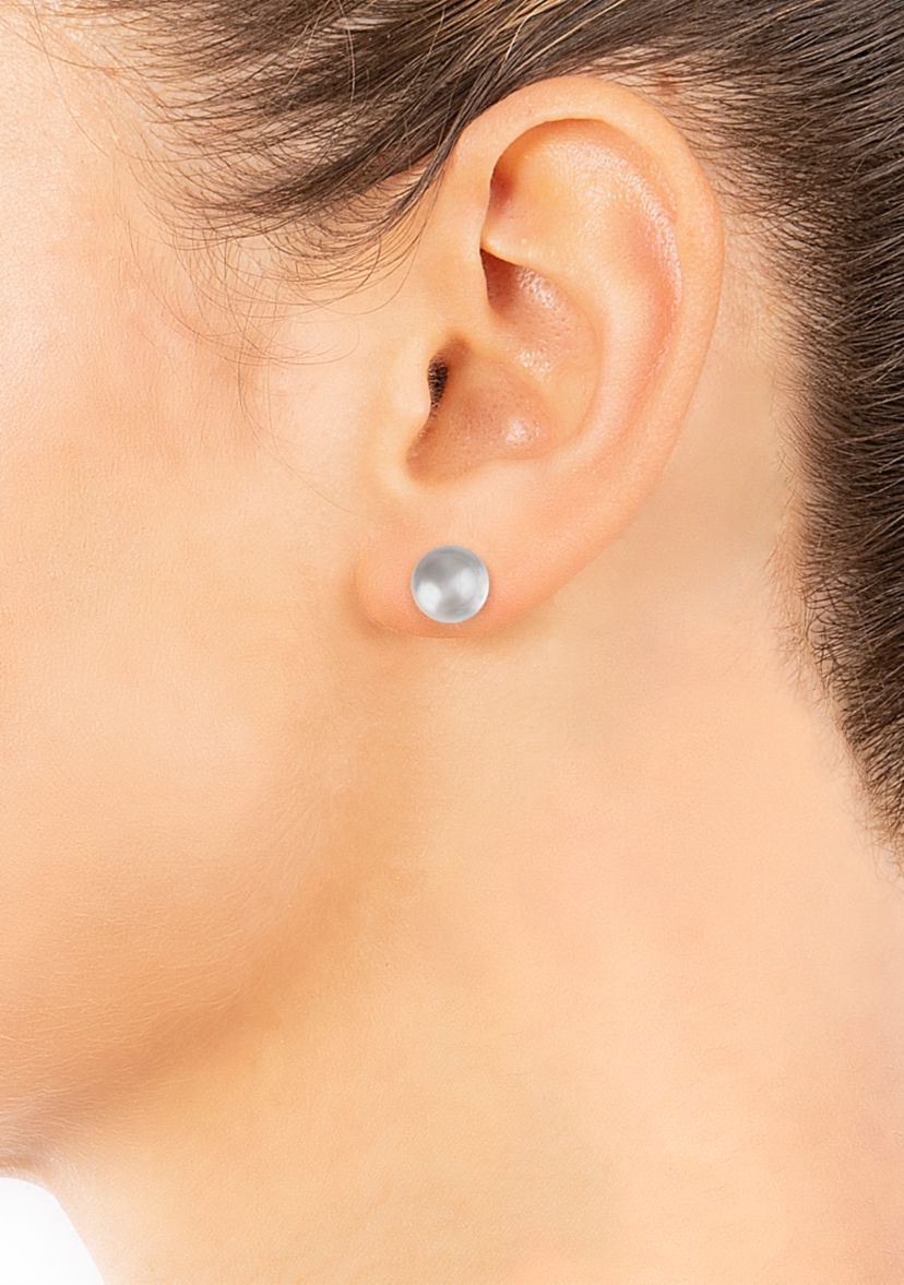 Fine Silver Plated 12 Millimeter High Polished Ball Stud Earrings