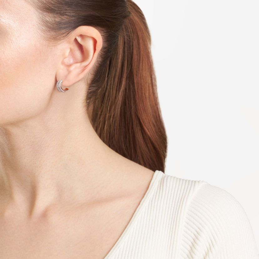 Rose Gold Plated .59-in. Crystal Pave Half Hoop Earrings