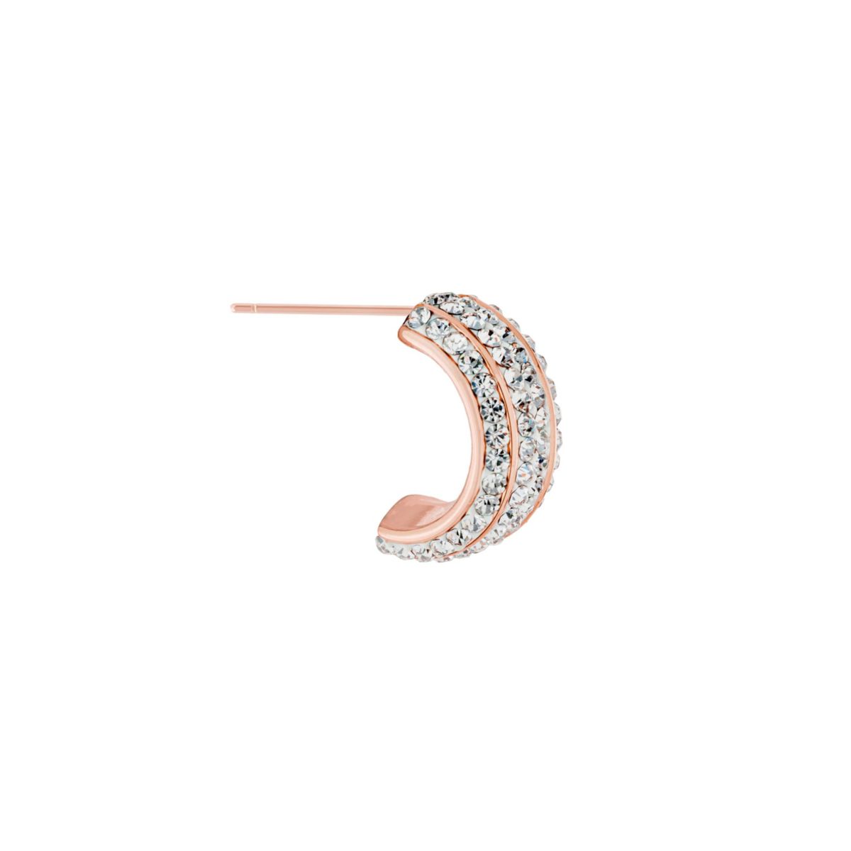 Rose Gold Plated .59-in. Crystal Pave Half Hoop Earrings