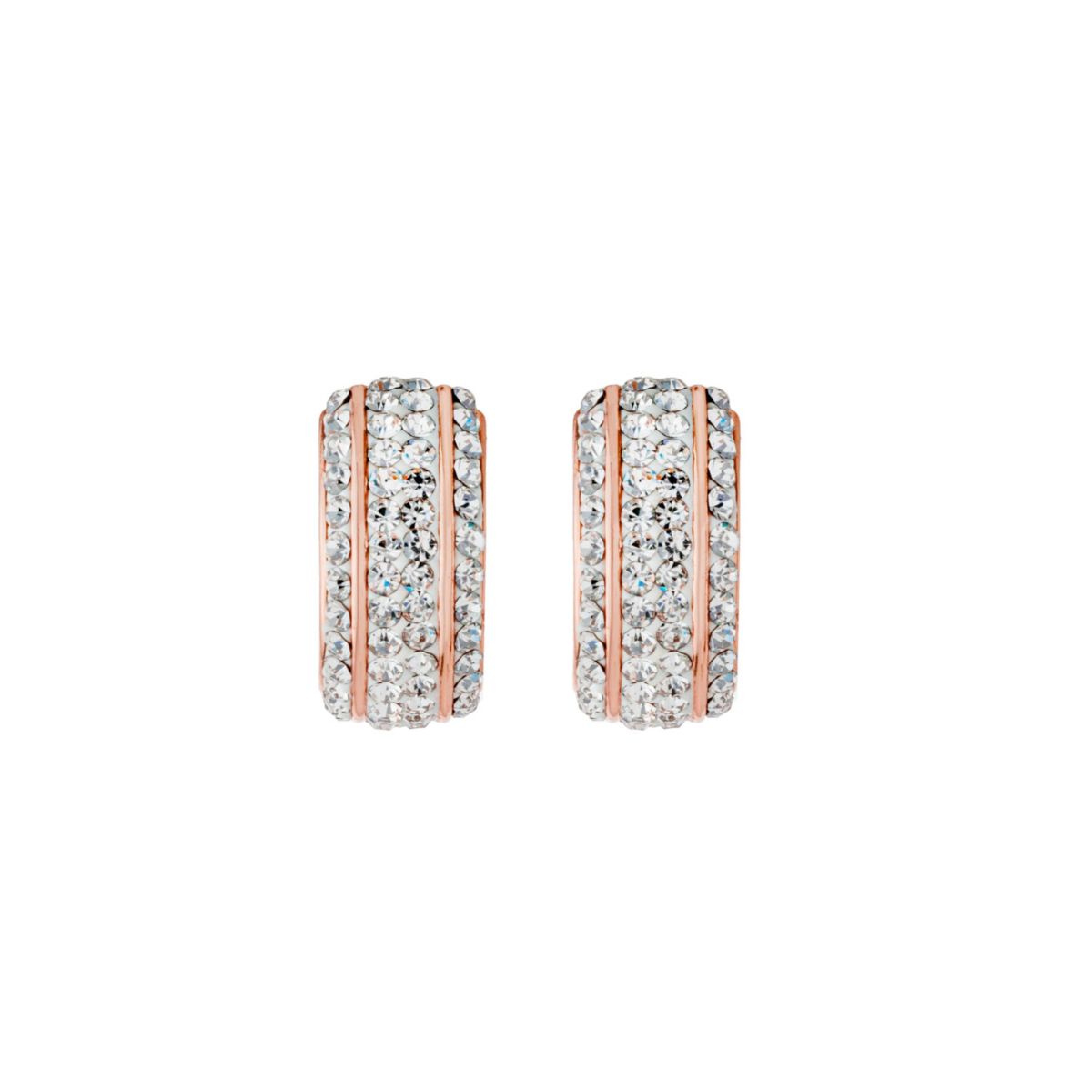 Rose Gold Plated .59-in. Crystal Pave Half Hoop Earrings