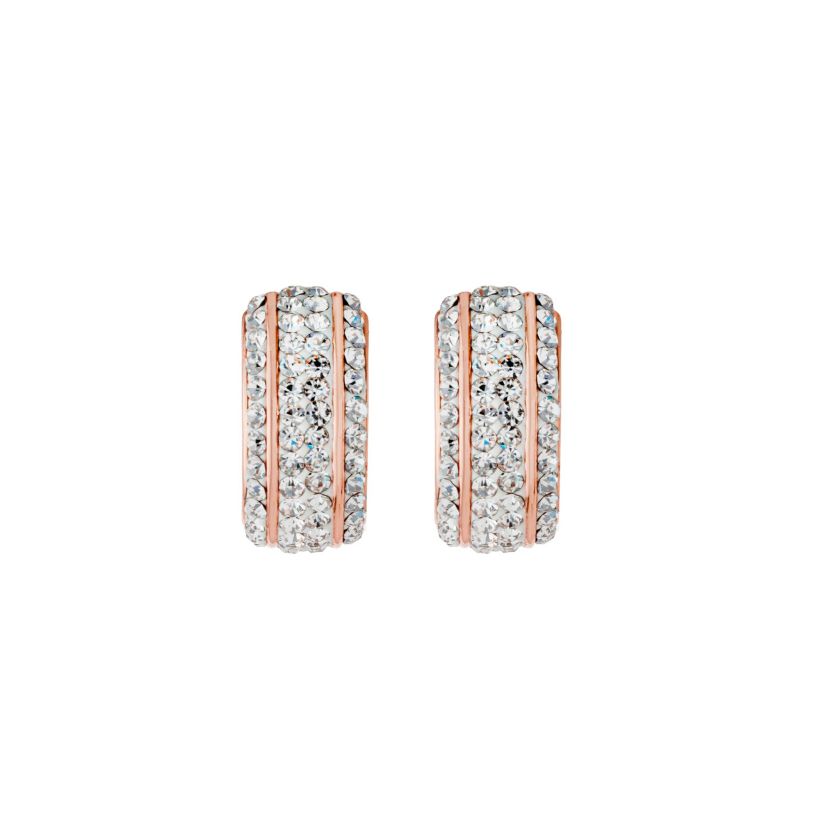 Rose Gold Plated .59-in. Crystal Pave Half Hoop Earrings