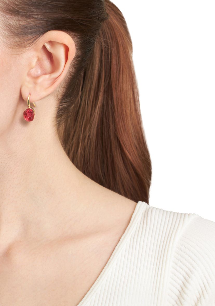 Gold Plated  Faceted Oval Drop Earrings
