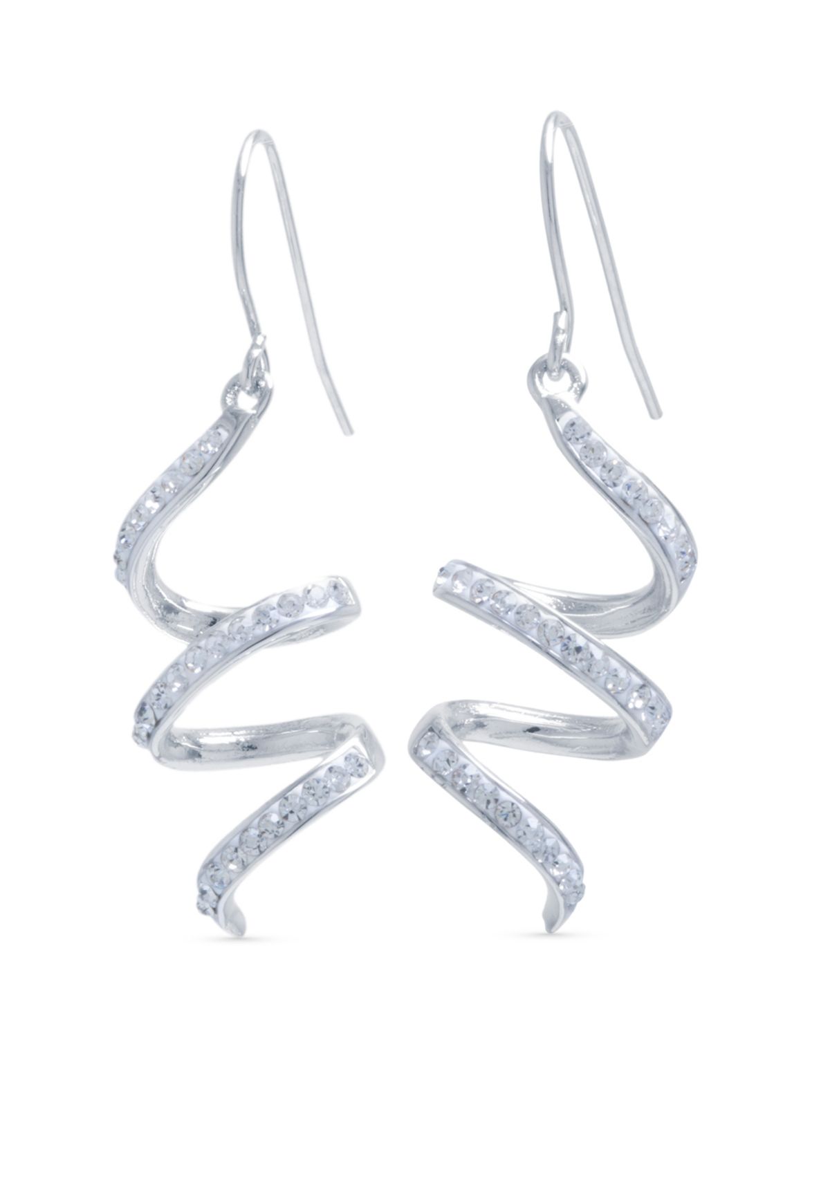 Crystal Spiral Pavé Drop Earrings