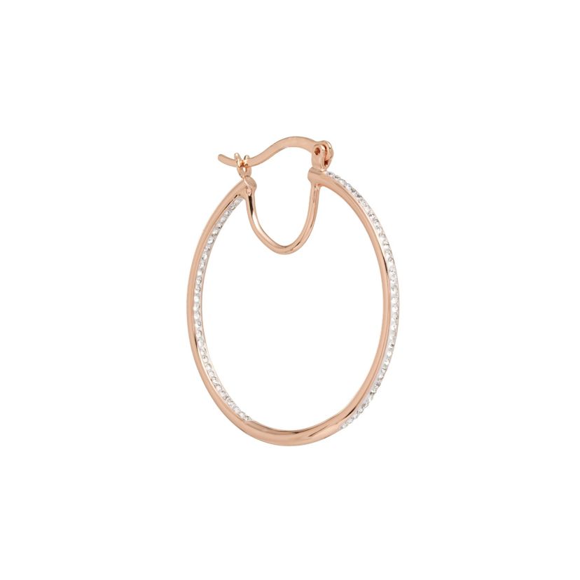 Rose Gold Plated 1.6IN Crystal Round Clicktop Hoop Earrings