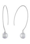 Fine Silver Plated Marquis 10 Millimeter High Polished Ball Drop Earrings