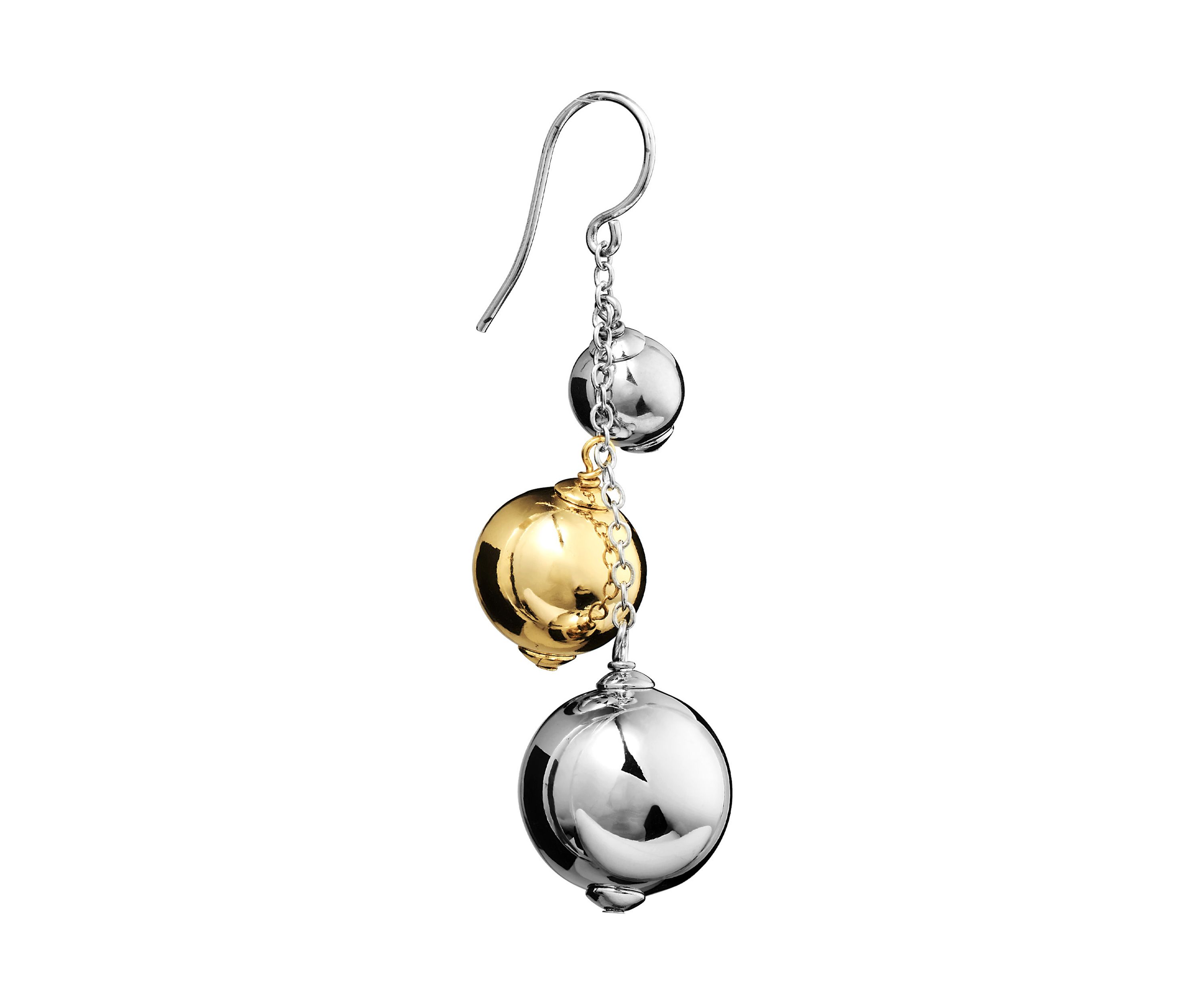 Two Tone Plated Triple Ball Drop Earrings