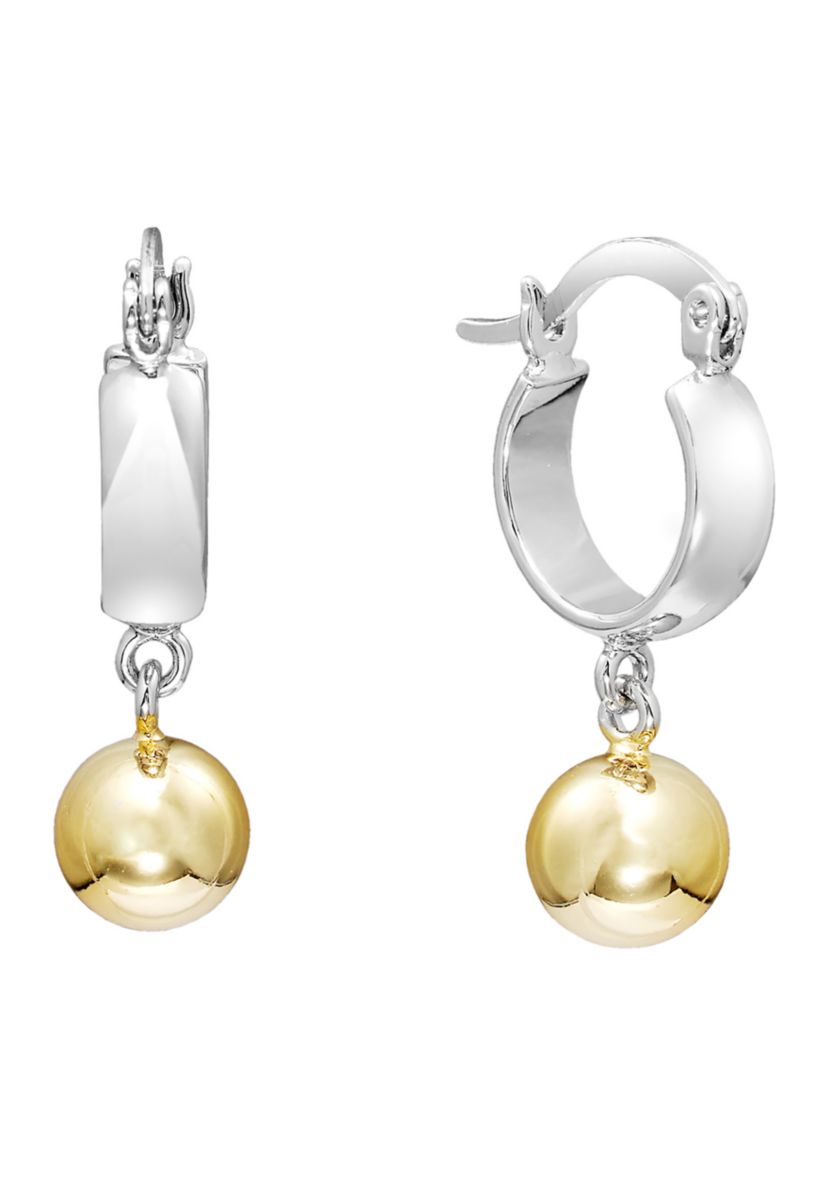 Plated Ball Drop Hoop Click Top Earrings
