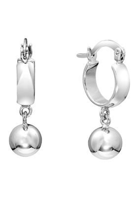 Plated Ball Drop Hoop Click Top Earrings