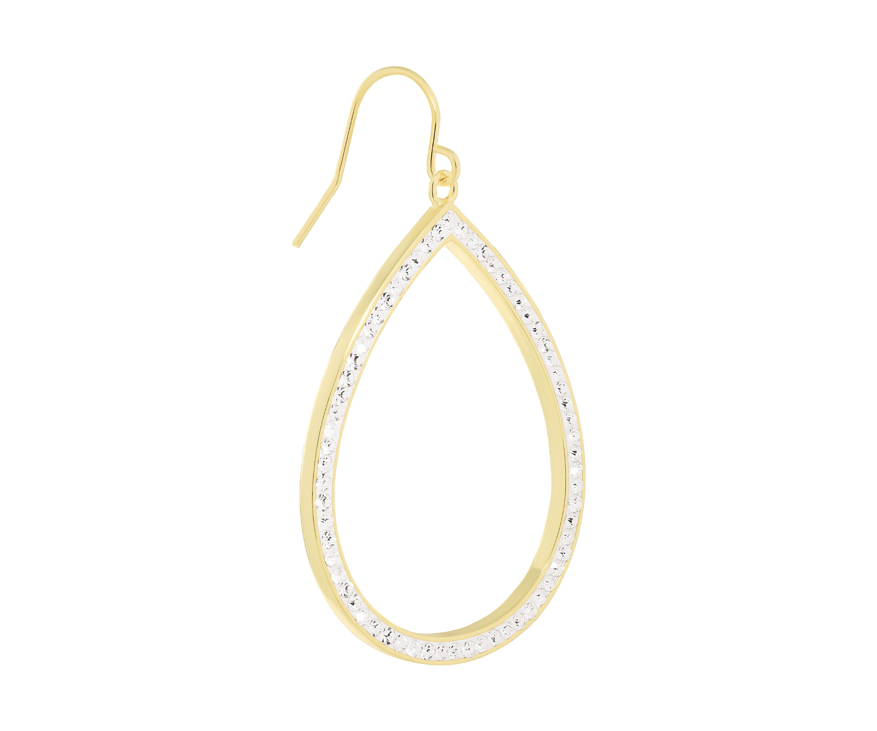 Gold Plated Crystal Pavé Open Teardrop Earrings