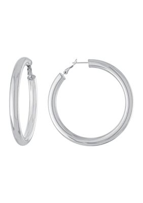 Belk Silverworks Silver Plated 2.3" Round Hoop Earrings in Silver or Gold