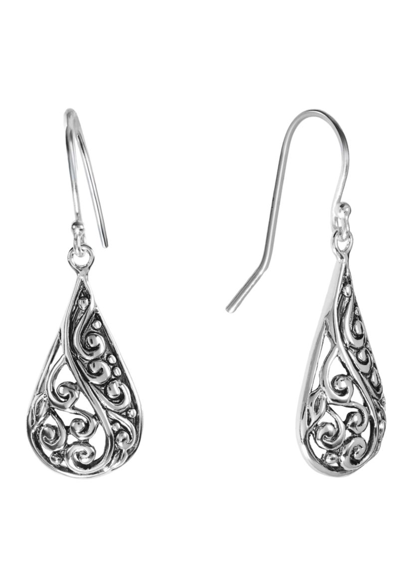 Silver Plated Artisan Teardrop Earrings